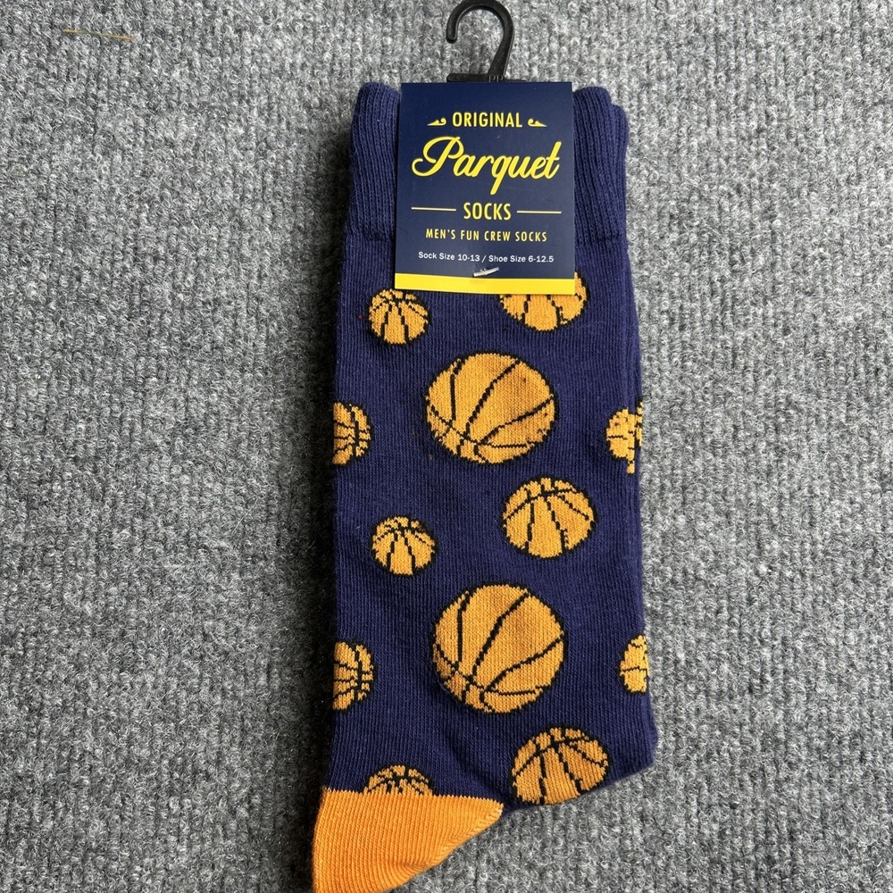 Original Parquet‎ Socks Basketball Fun Crew Socks 10-13 New